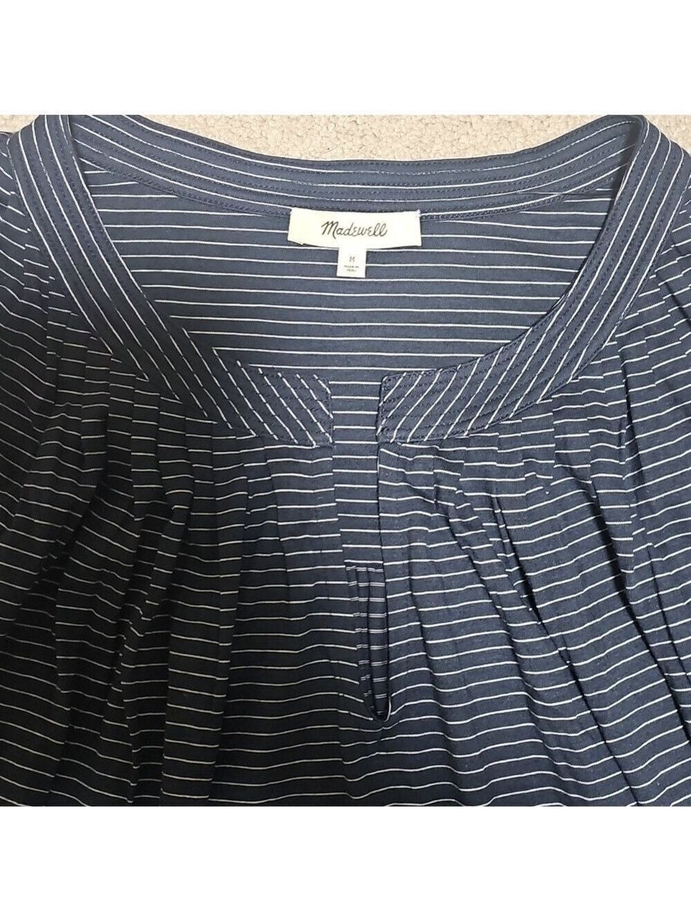 Madewell Striped Navy Blue Women's Top - Picture 2 of 4